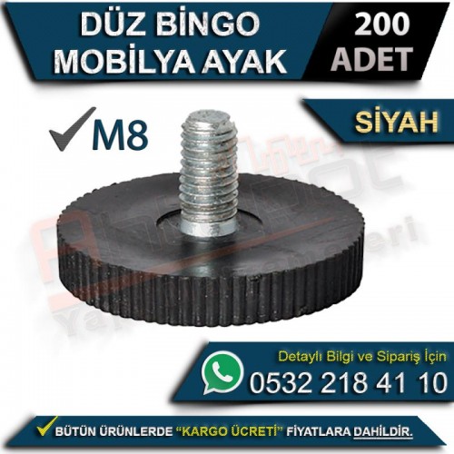 Düz Bingo Mobilya Ayak M8 Siyah (200 Adet)