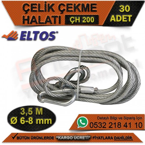 Eltos Çh200 Çelik Çekme Halatı Ø6-8 Mm, 3.5 Mm (30 Adet)