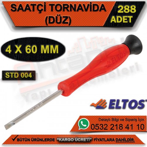 Eltos Std004 Saatçi Tornavida Düz 4x60 Mm (288 Adet)