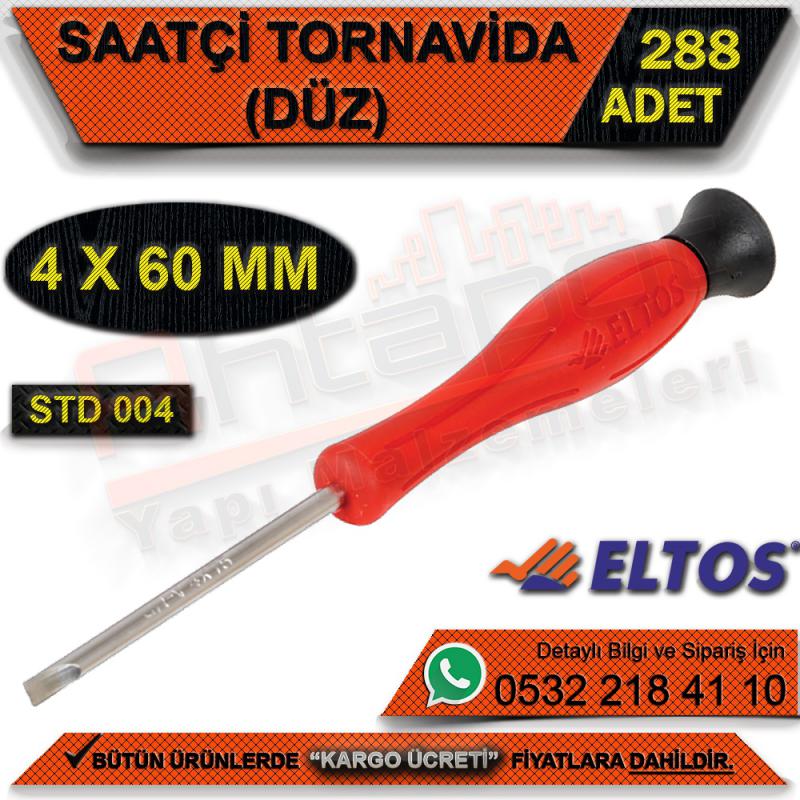Eltos Std004 Saatçi Tornavida Düz 4x60 Mm (288 Adet) - Pense, Tornavida