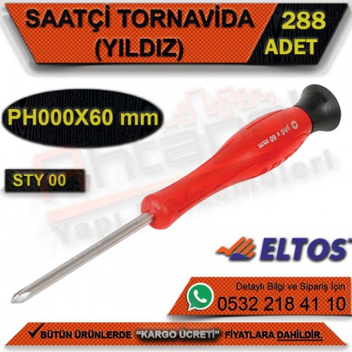 Eltos Sty000 Saatçi Tornavida Yıldız Ph000x60 Mm (288 Adet)