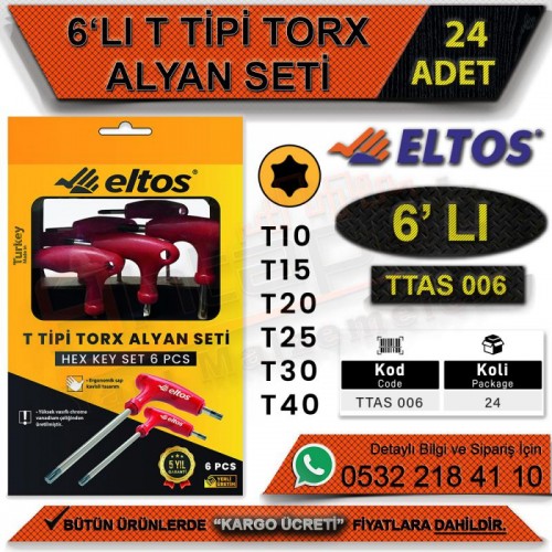 Eltos T Tipi Alyan Seti Torx 6’Lı (24 Adet)
