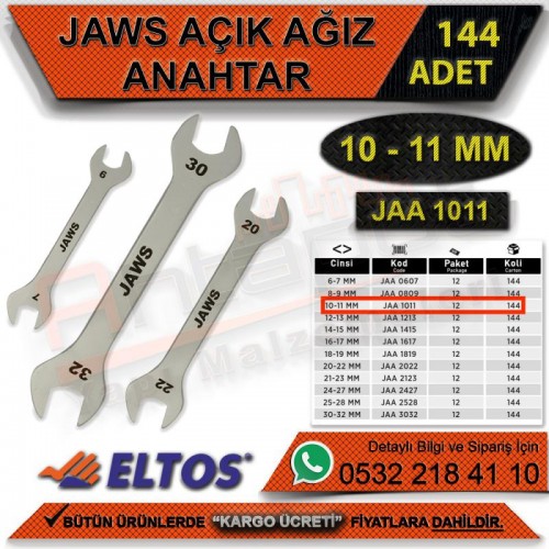 Jaws Açık Ağız Anahtar 10-11 Mm (144 Adet)