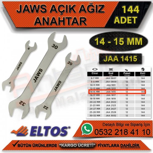 Jaws Açık Ağız Anahtar 14-15 Mm (144 Adet)