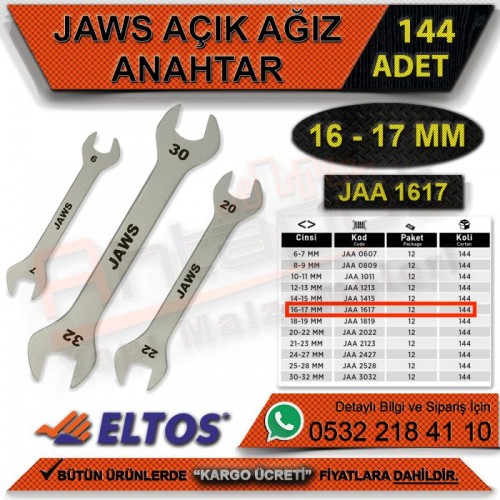 Jaws Açık Ağız Anahtar 16-17 Mm (144 Adet)