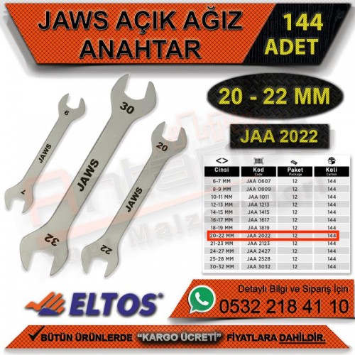Jaws Açık Ağız Anahtar 20-22 Mm (144 Adet)