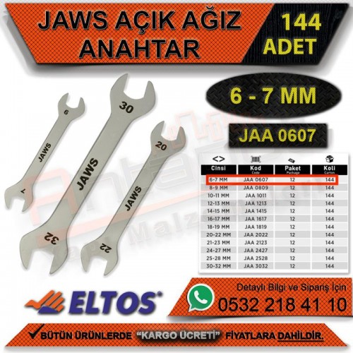 Jaws Açık Ağız Anahtar 6-7 Mm (144 Adet)