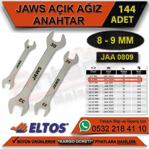 Jaws Açık Ağız Anahtar 8-9 Mm (144 Adet)