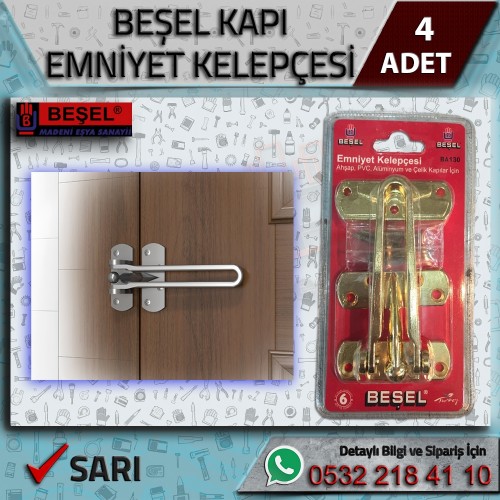 Kapı Emniyet Kelepçesi Sarı (4 Adet)