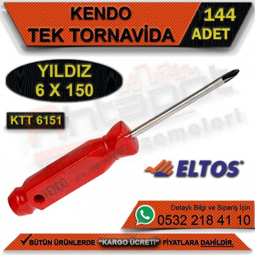 Kendo Ktt6151 Tek Tornavida 6x150 Yıldız (144 Adet)