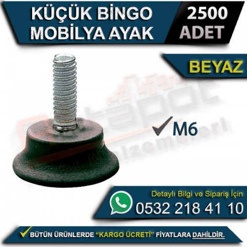 Küçük Bingo Mobilya Ayak M6 Beyaz (2500 Adet)