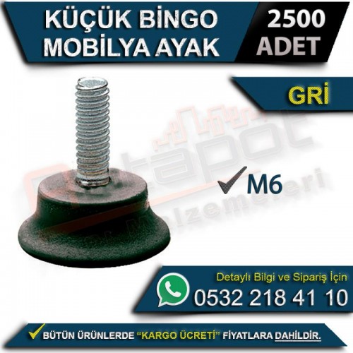 Küçük Bingo Mobilya Ayak M6 Gri (2500 Adet)