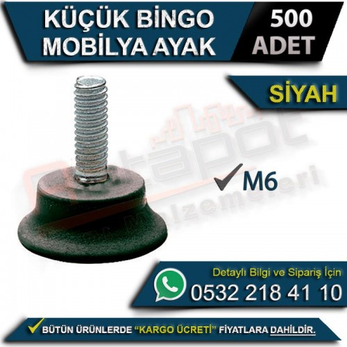 Küçük Bingo Mobilya Ayak M6 Siyah (500 Adet)