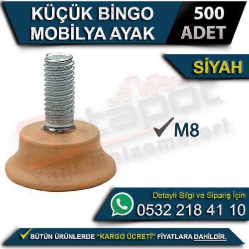 Küçük Bingo Mobilya Ayak M8 Siyah (500 Adet)