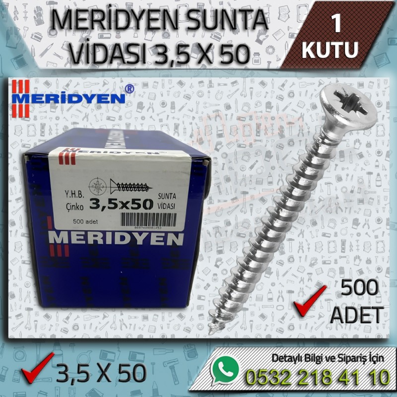 3,5x50 mm Sunta Vidası – 500 Adet Meridyen 
