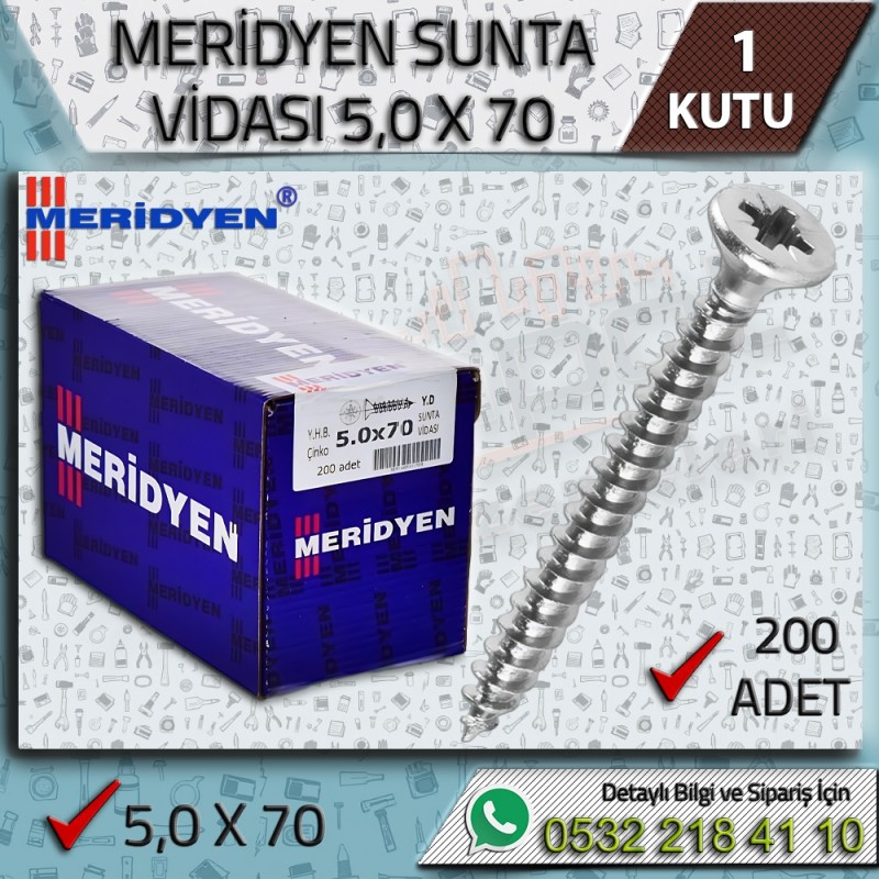 Meridyen 5,0x70 Sunta Vidası (200 Adet)