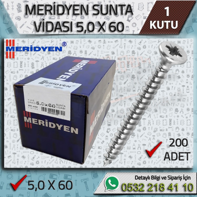 5x60 Sunta Vidası | Meridyen 200 Adet Vida