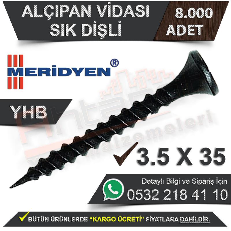 Meridyen Alçıpan Vidası Sık Dişli 3.5X35 (8.000 Adet)