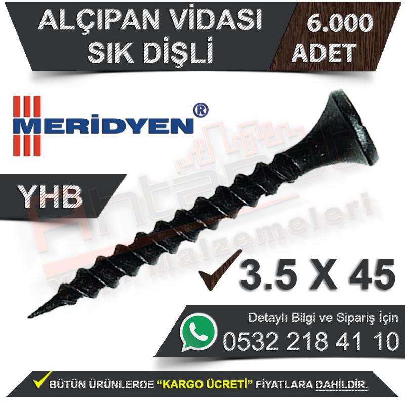Meridyen Alçıpan Vidası Sık Dişli 3.5X45 (6.000 Adet)