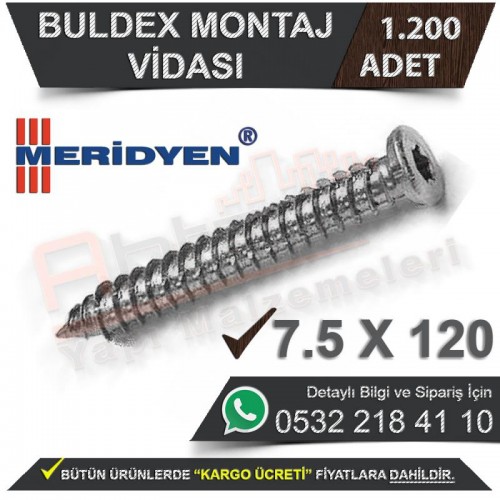 Meridyen Buldex Montaj Vidası 7,5X120 (1.200 Adet)
