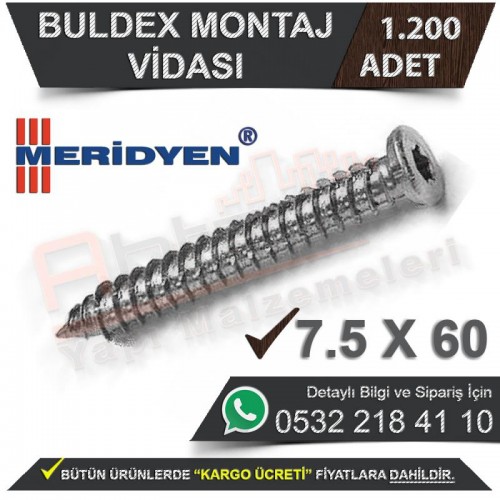 Meridyen Buldex Montaj Vidası 7,5X60 (1.200 Adet)