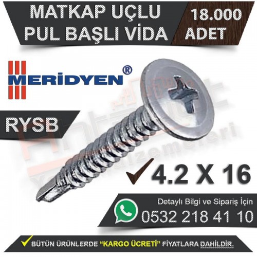 Meridyen Matkap Uçlu Vida Pul Başlı Rysb 4,2X16 (18.000 Adet)