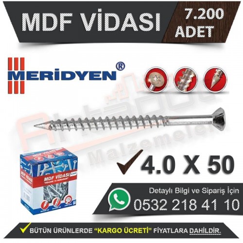 Meridyen Mdf Vidası 4.0X50 (7.200 Adet)