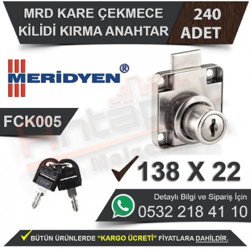 Meridyen Mrd Çekmece Kilidi Kare (Kırma Anahtar) 138X22 (240 Adet)