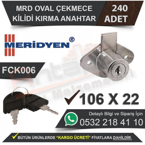 Meridyen Mrd Çekmece Kilidi Oval (Kırma Anahtar) 106X22 (240 Adet)