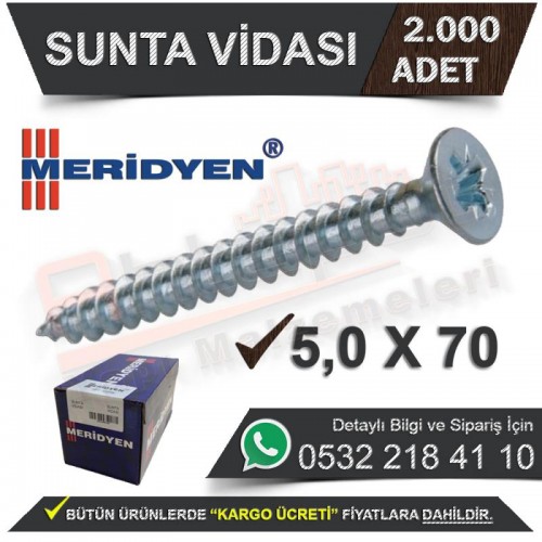 Meridyen Sunta Vidası 5.0X70 (2.000 Adet)