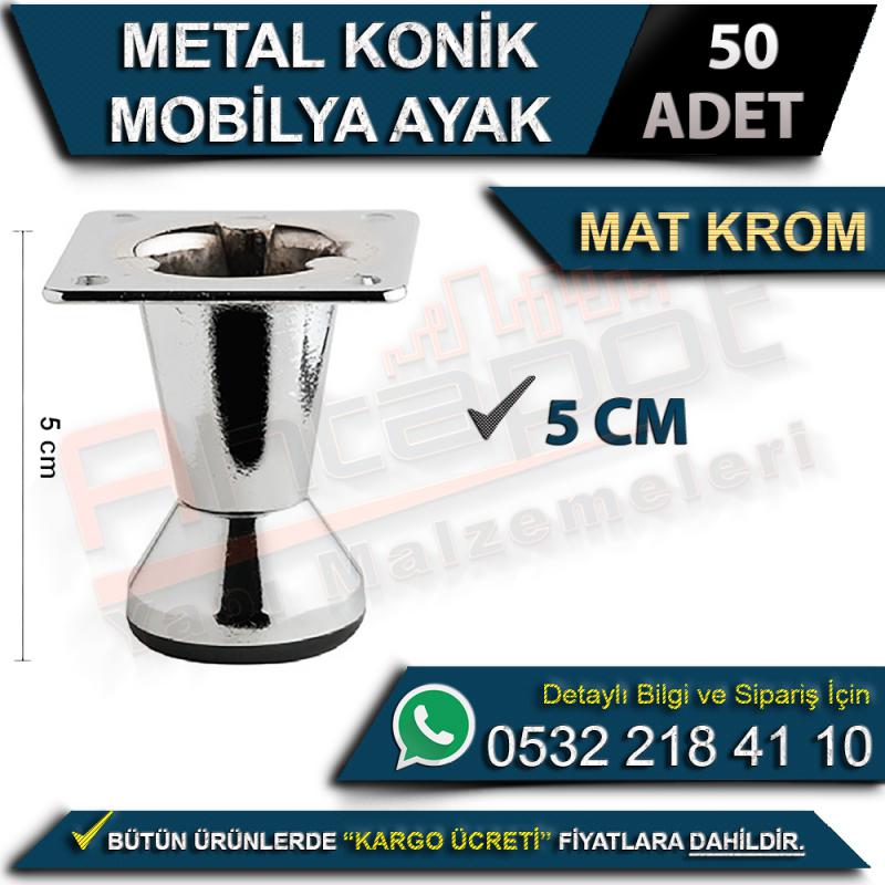 Metal Konik Mobilya Ayak 5 Cm Mat Krom (50 Adet) - Mobilya Ayakları