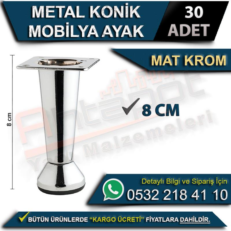 Metal Konik Mobilya Ayak 8 Cm Mat Krom (30 Adet) - Mobilya Ayakları