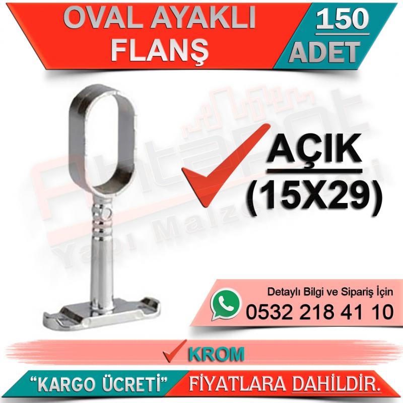 Oval Ayaklı Flanş Açık 15x30 Krom (150 Adet) - Mobilya Ayakları