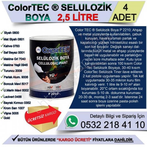 Politek Colortec Selülozik Boya 2,5 Lt Saf Beyaz 0001 (4 Adet)