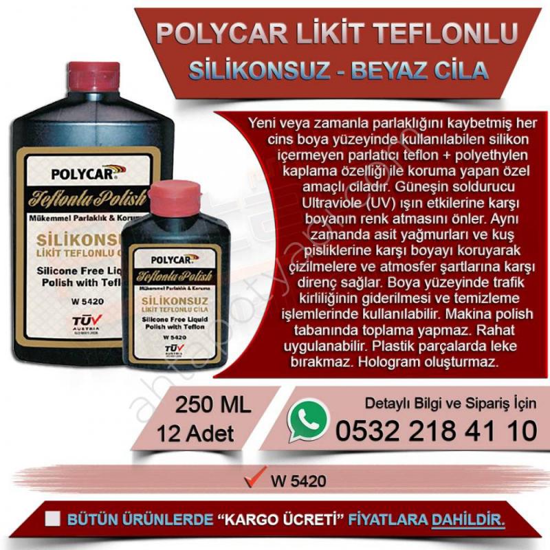 Politek Polycar Likit Teflonlu Polish / Silikonsuz / Beyaz 250 Ml (12 Adet) - Boya Malzemeleri