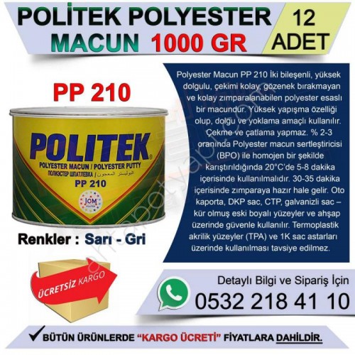 Politek Polyester Macun 1.000 Gr Sarı (12 Adet)