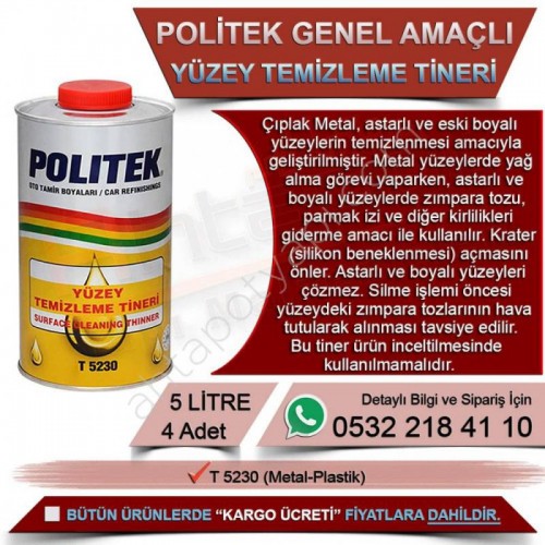 Politek Yüzey Temizleme Tineri 5 Lt (4 Adet)