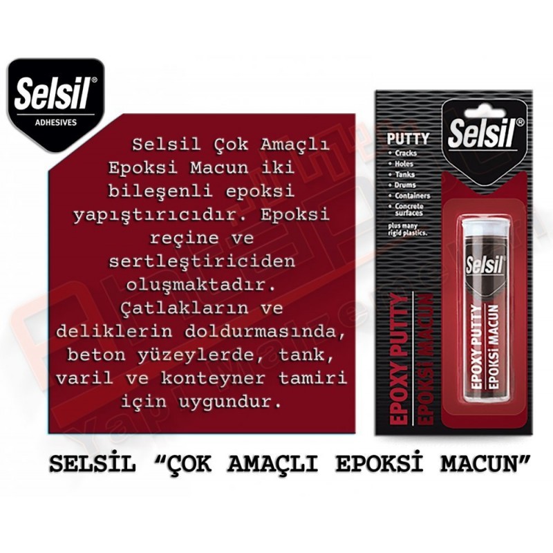  Selsil çok amaçlı epoksi macun 12 adet, iki komponentli epoksi reçine bazlı yüksek dayanıklı dolgu ve onarım macunu ile metal ahşap plastik yüzeylerde tamir sağlayan toptan paket