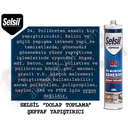 SELSİL D4 DOLAP TOPLAMA PU SIVI ÇİVİ 300 ML (25 ADET)