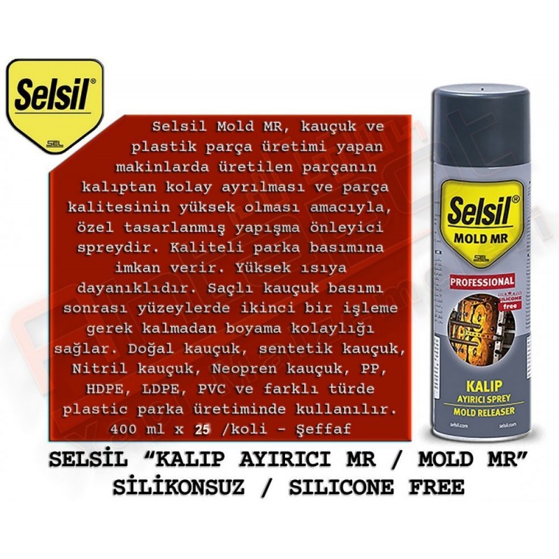 Selsil Kalıp Ayırıcı Sprey Silikonsuz 400 ml – 25 Adet