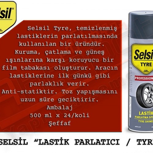 Selsil Lastik Parlatıcı Sprey 500 Ml (24 Adet)