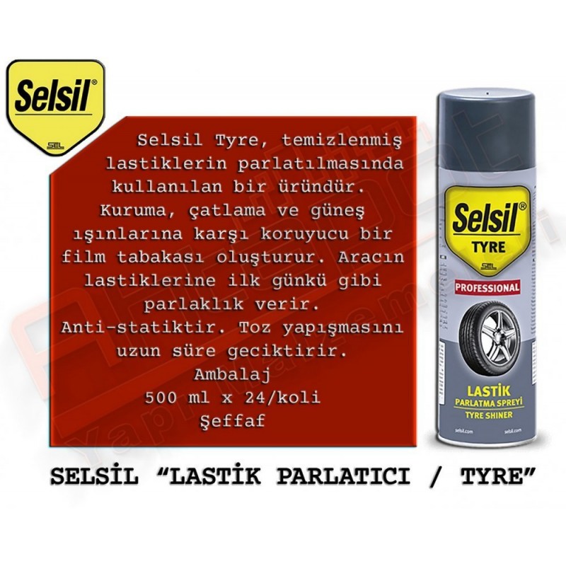 Selsil Lastik Parlatıcı Sprey 500 Ml (24 Adet)