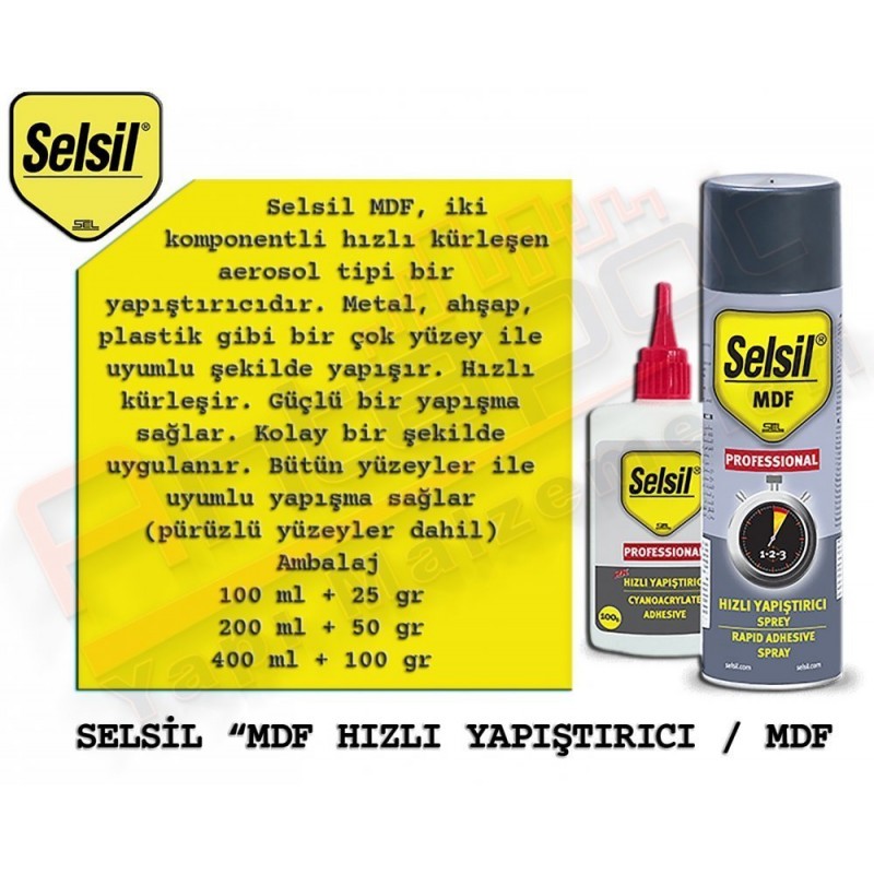 Selsil Mdf Hızlı Yapıştırıcı 200 Ml + 50 Gr (50 Adet)