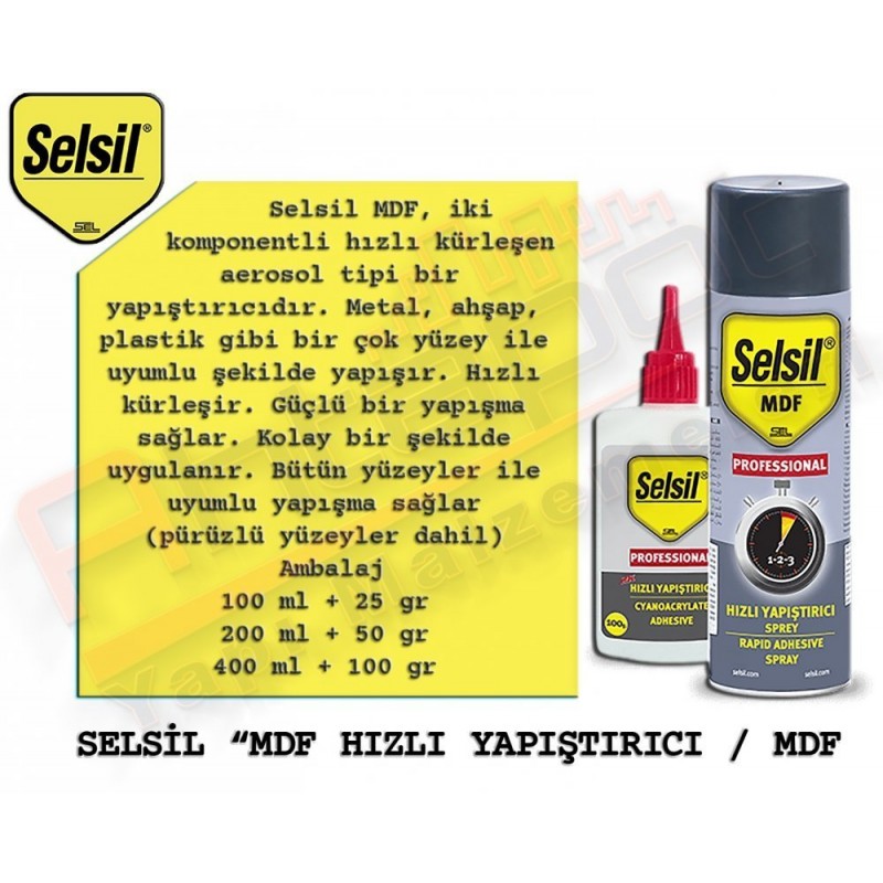 Selsil Mdf Hızlı Yapıştırıcı 400 Ml + 100 Gr (25 Adet)