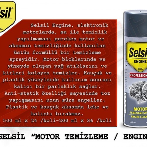 Selsil Motor Temizleme Spreyi 200 Ml (36 Adet)