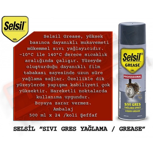 SELSİL SIVI GRES YAĞLAMA SPREYİ 500 ML (24 ADET)