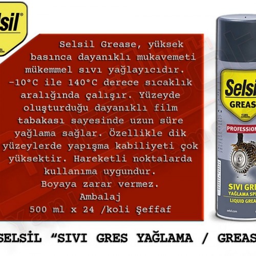 Selsil Sıvı Gres Yağlama Spreyi 500 Ml (24 Adet)