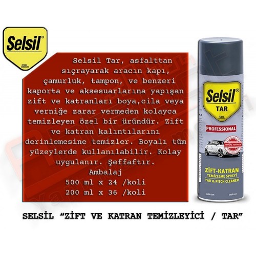 SELSİL ZİFT KATRAN TEMİZLEYİCİ SPREY 500 ML (24 ADET)