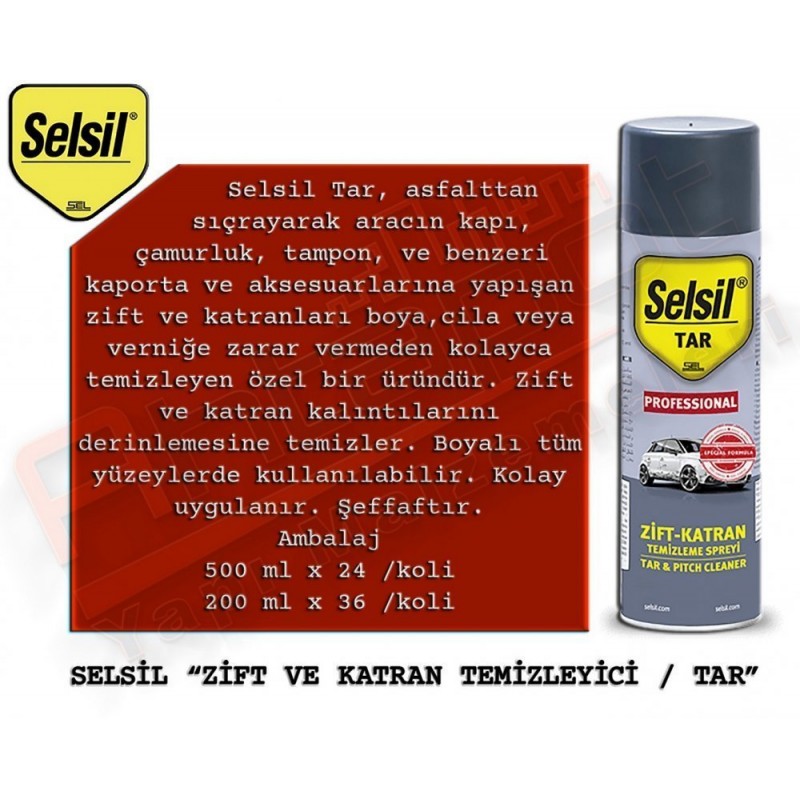 Selsil Zift Katran Temizleyici Sprey 500 Ml (24 Adet)