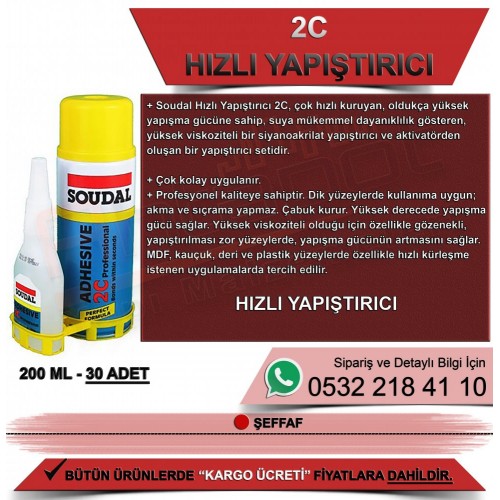 SOUDAL 2C Profesyonel Hızlı Yapıştırıcı Seti 200 ML 30 Adet